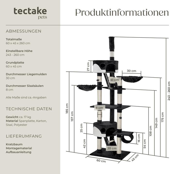 Produktbild tectake Hansi (260 cm, Weiss, Schwarz)