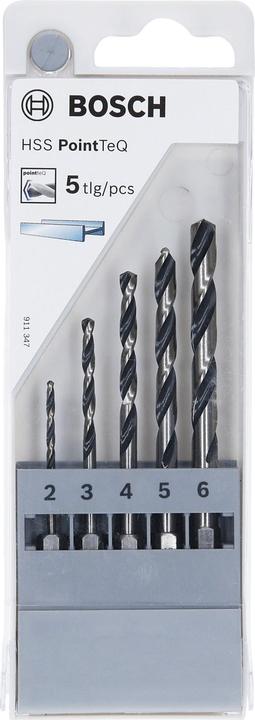 Productafbeelding Bosch Professional Zubehör HSS draaiboren PointTeQ sets met zeskantige schacht, 5 stuks (2 mm, 3 mm, 4 mm, 5 mm, 6 mm)