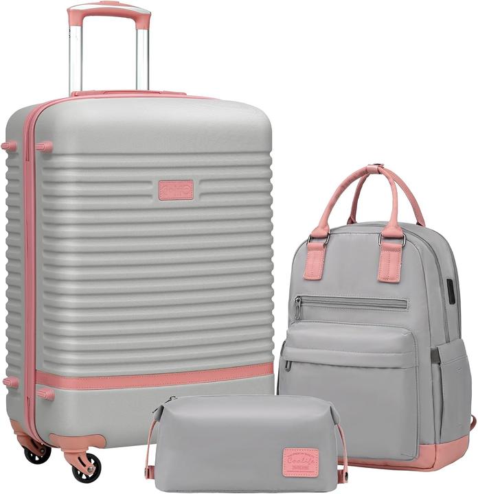 Produktbild Coolife 3-teiliges Hartschalen Trolley-Set mit Reiserucksack (60 l, M (50 - 90l))