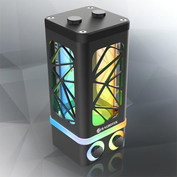 Actual product image Raijintek ANTILA PURE R100B expansion tank, 172.5mm, ARGB
