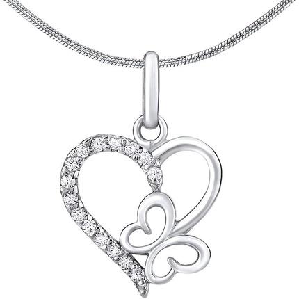 Silvego Silver heart necklace with bow tie ZT54279