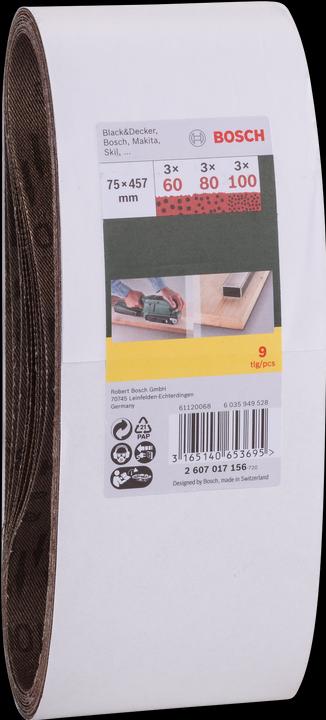Image du produit Bosch Zubehör Jeu de bandes abrasives grain 60, 80 (60, 80, 100)