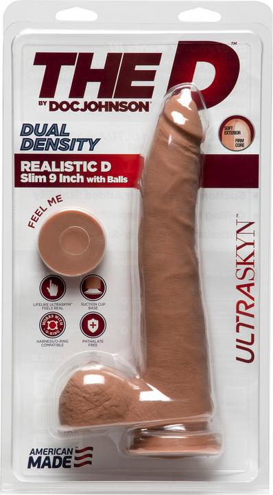 Produktbild Doc Johnson Realistic D - 9 Inch Slim W/Balls - Ultraskyn