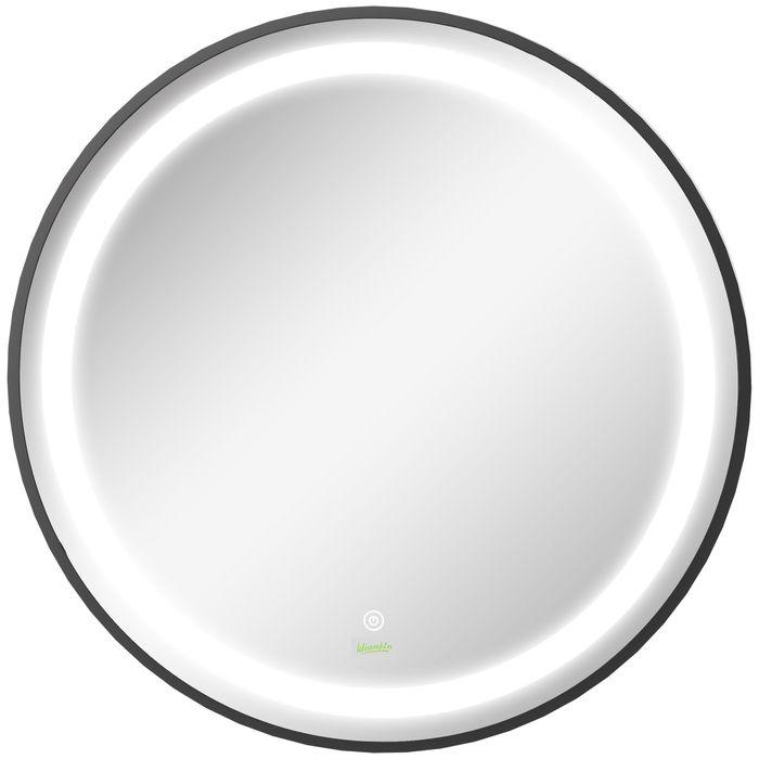 Image du produit Swisshandel24 Miroir de salle de bain, éclairage LED, intensité variable, 3 couleurs de lumière, cadre (Ø 60 cm)