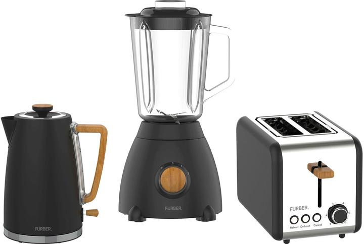 Actual product image Furber Kettle, Stand Mixer and Toaster Set, Black Matt