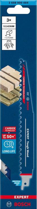 Produktbild Bosch Professional Zubehör EXPERT ‘Tough Wood’ S 1142 KHM Säbelsägeblatt, 3 Stück
