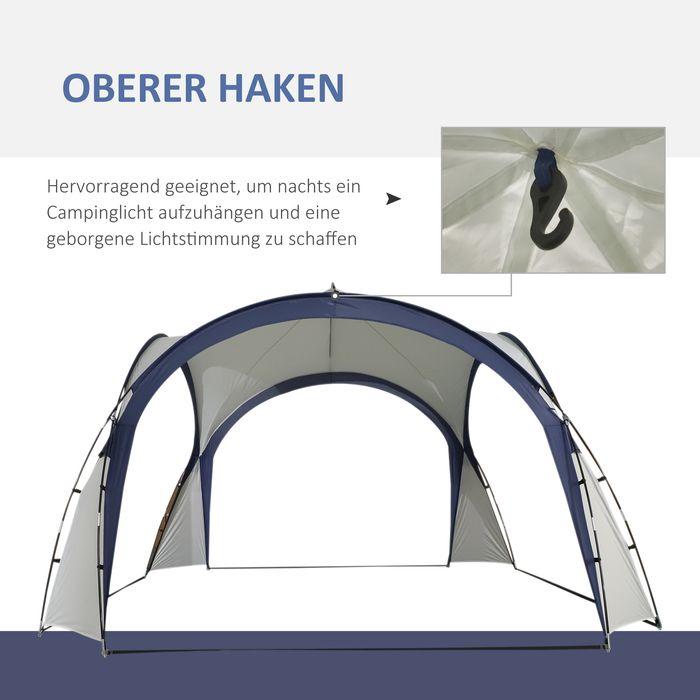Produktbild Swisshandel24 Festzelt Partyzelt Sonnenschutz wetterfest Glasfaserstange + Polyester Cremeweiss + Blau 3,5 x 3,5 x (350 cm, 350 cm)