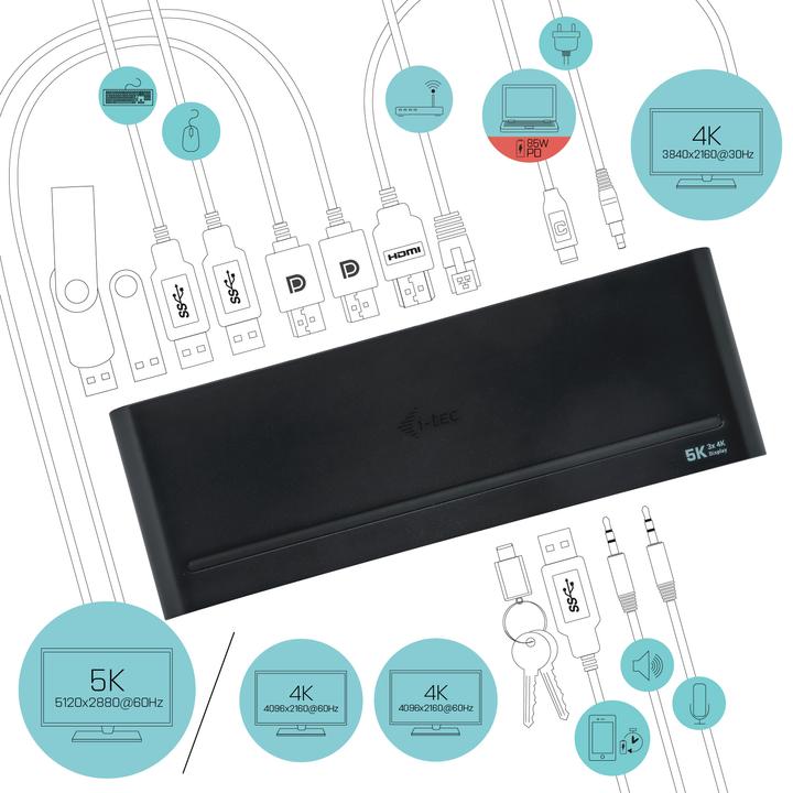 Immagine prodotto i-tec Dock USB 3.0 / USB-C Triple 4K (USB-C, 5 Porti)