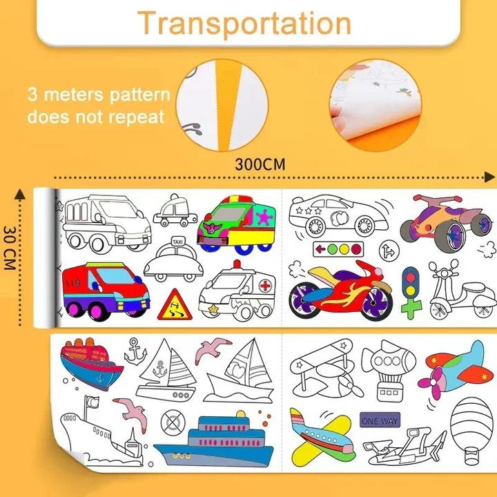 Immagine prodotto Activity Board Rotolo da disegno per bambini carta adesiva per riempire i graffiti rotolo di carta da colorare per