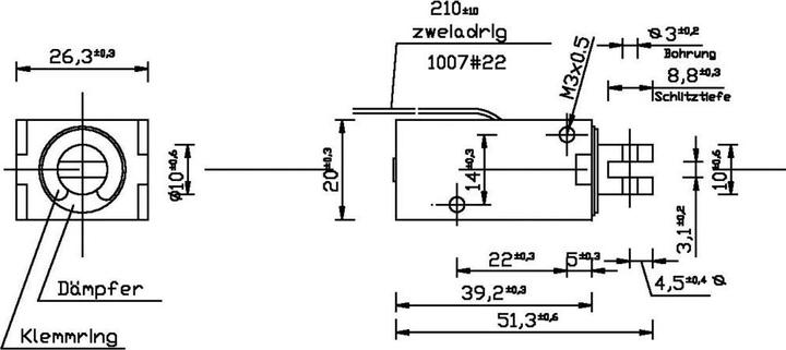 Actual product image Tremba HMF-2620-39z.002-12VDC,100% linear solenoid pulling 0.8 N 10 N 12 V/DC 3.8 W