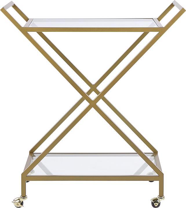 Image du produit Beliani Chariot de service métal / verre doré 2 étages IVERA