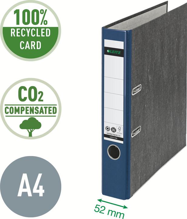 Actual product image Leitz STANDARD-ORDER A4 52MM With slots, for A4 format, cardboard (RC), back width 52mm. Pate (A4, 52 mm, 1 Piece)