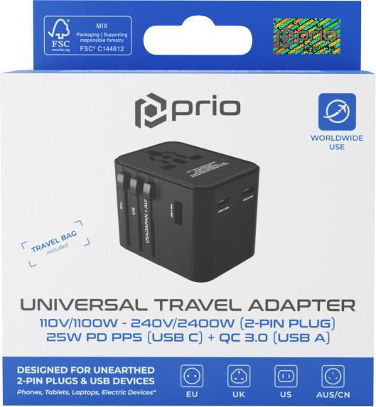 Immagine prodotto prio Adattatore universale da viaggio 25W nero
