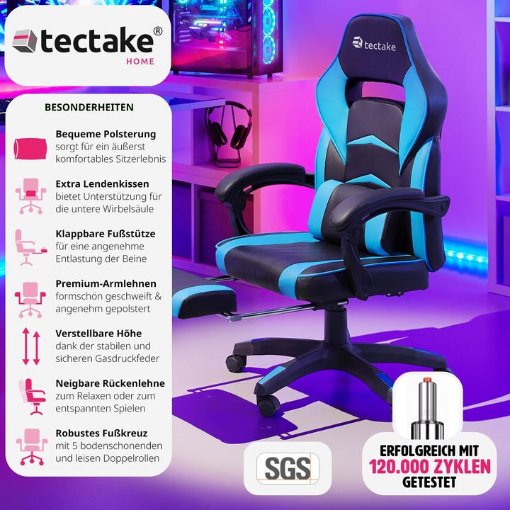 Actual product image tectake Comodo Racing Office Chair with Footrest