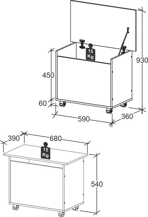 Actual product image VCM Wooden seat chest bench chest Bosula M (68 cm)