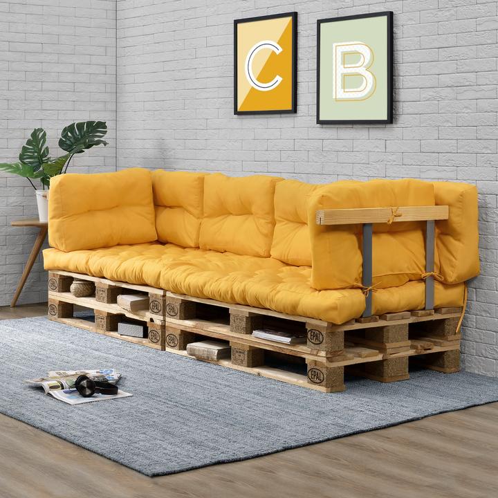 Image du produit En.Casa Coussin d'assise pour meubles en palettes Comfy 80x120x12 cm jaune moutarde (120 x 80 x 12 cm)