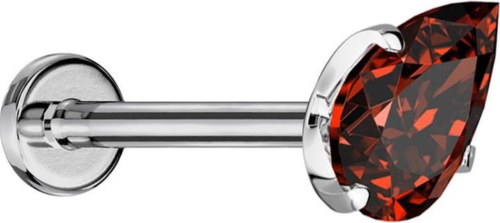 Produktbild Star Piercing Micro Threadless Labret silber mit Kristalltropfen rot gefasst (ohne Messing, Titan G23)