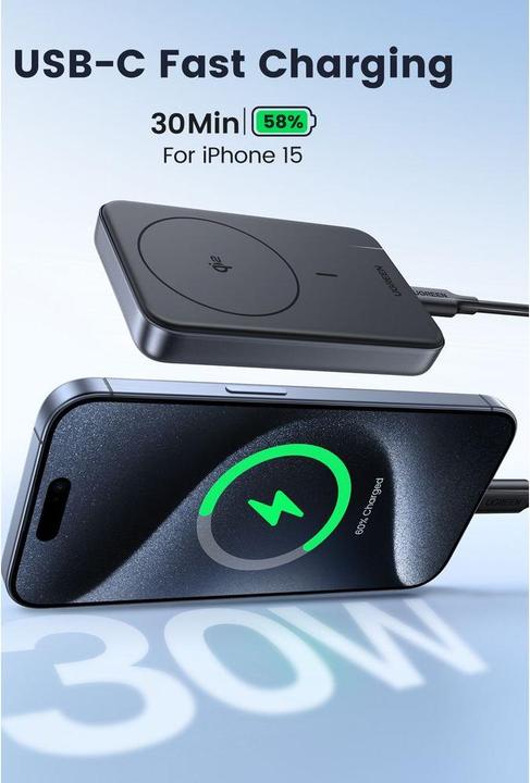 Actual product image Ugreen Magnetic Wireless Power Bank (10000 mAh, 30 W, 37 Wh)