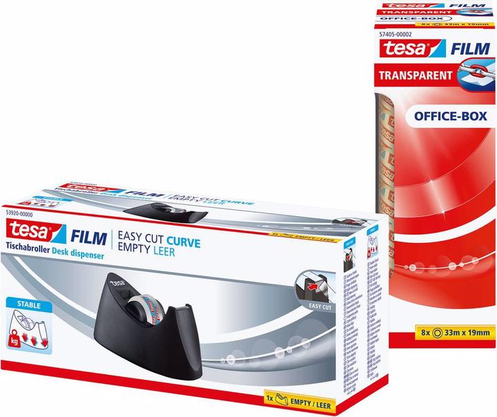 Image du produit tesa Dérouleur de table EASY CUT CURVE, antidérapant, 8 rouleaux de tesafilm inclus