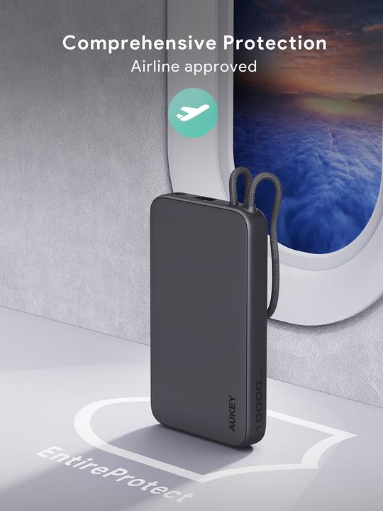 Image du produit Aukey SPARK SLING - Banque de puissance (10000 mAh, 22.50 W, 38.50 Wh)