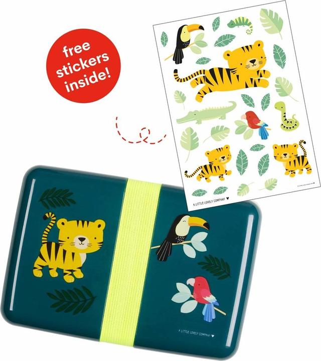 A Little Lovely Company Lunchbox Tiger SBJTGR14 petrol 18x6x12cm