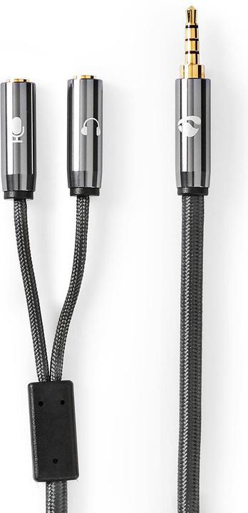 Actual product image Nedis Stereo audio cable - 3.5 mm male - 3.5 mm female - gold plated - 0.20 m - round - anthracite/G (0.20 m, 3.5mm jack (AUX))