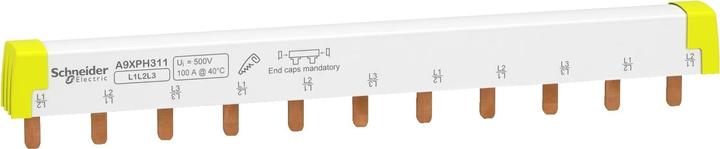Schneider Electric Phase busbar bar, can be cut to length, 3p 11TE, 100A A9XPH311