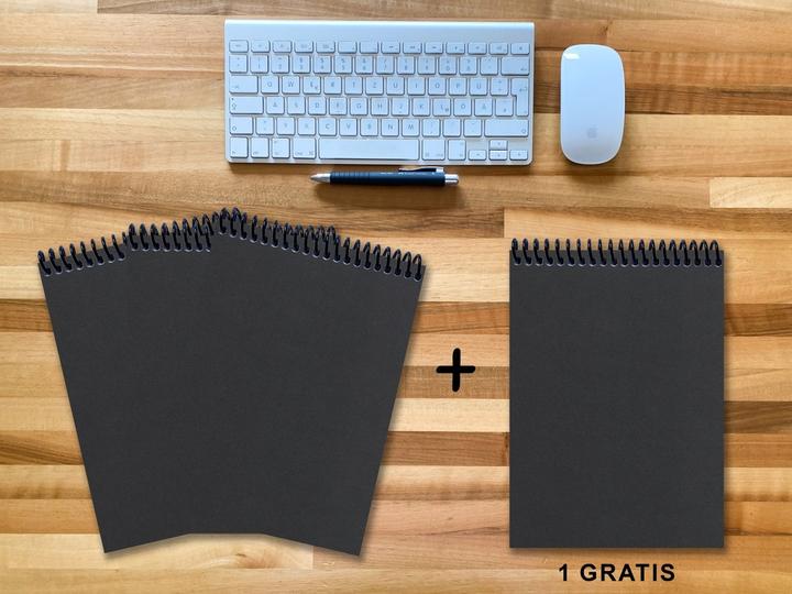 Produktbild A 4 Notizblock - Set, 3+1 gratis, Luxury 80 Seiten SCHWARZ ONYX GLITTER-OPTIK, punktiert 20x20mm (A4)