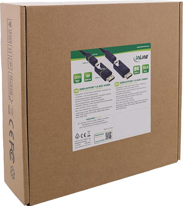 Produktbild InLine DisplayPort 1.4 AOC Kabel, 8K4K, DisplayPort Stecker abnehmbar, 40m (40 m, DisplayPort)