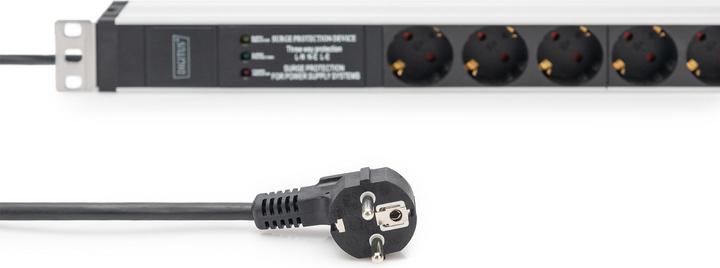 Image du produit Digitus Multiprise avec profilé en aluminium, protection contre la surcharge et filtre secteur intégrés, 6 p (6 x, CEE 7/3, 2 m)