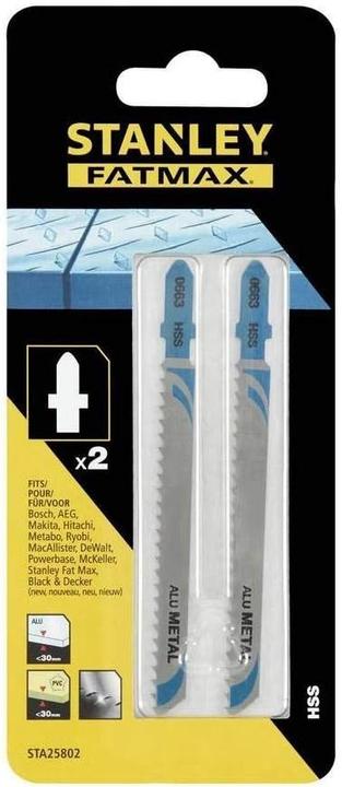 Actual product image Stanley 2 pcs. jigsaw blade HSS aluminium <30mm, metal <10mm Hi-Tech, for fast cuts, T-support, 7