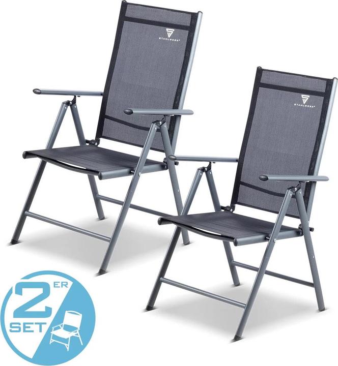 Produktbild Stahlwerk Campingstuhl 2er Set Gartenstuhl Klappstuhl Alustuhl Hochlehner