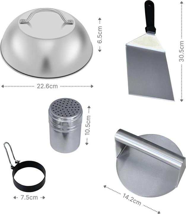 Image du produit Hermex 5-tlg. Burger-Set Burgerpresse Schmelzglocke Patty-Wender Ei-Ring Streuer