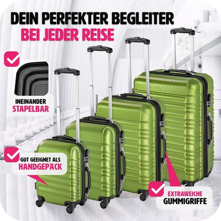 Produktbild tectake Hartschalenkofferset (106 l, Handgepäck (bis 50l), M (50 - 90l), L (90 - 115l))