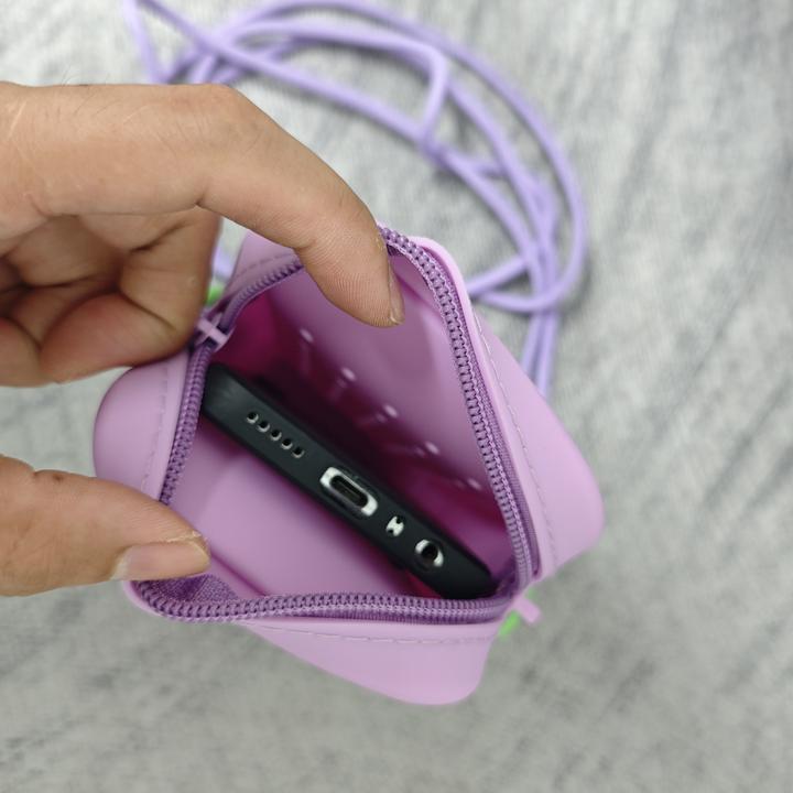Actual product image Only-Bags.Store Chic silicone biscuit-shaped crossbody mobile phone bag with detachable strap - lightweight, zip