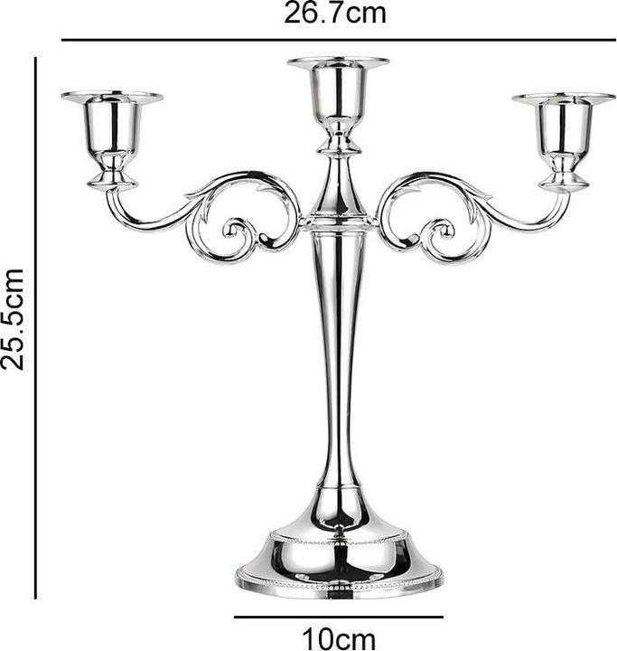 Immagine prodotto Cbx Kerzenständer 3 Köpfe, Kerzenleuchter 3-armig, Kerzenhalter Silber