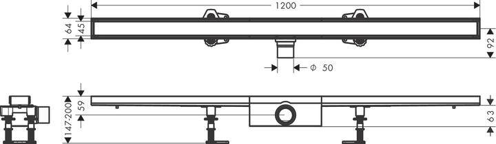 hansgrohe HG RainDrain Compact complete shower channel set 1200mm (1200 mm)