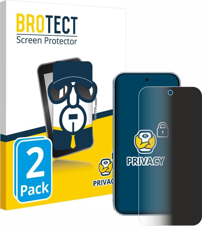 Productafbeelding BROTECT Anti-spionnetje privacyfolie Beschermfolie tegen blauw licht (2 Stuk, Google Pixel 9)