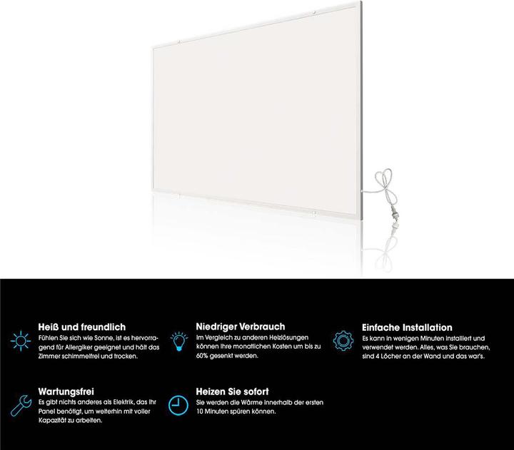 Produktbild Wiltec Set Infrarotheizung 350W Heizpaneel IR Elektroheizung und WLAN Thermostat (350 W)