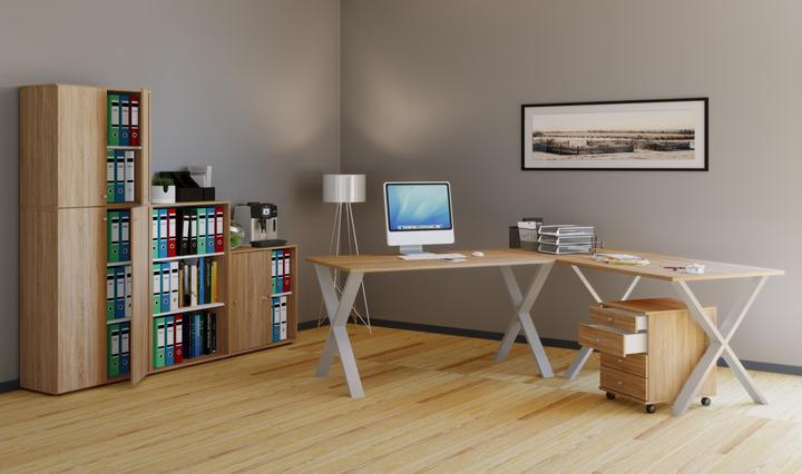 Produktbild VCM Büromöbel Eckschreibtisch Lona Tiefe 50 cm X Silber (76 x 130 x 130 x 50 cm)