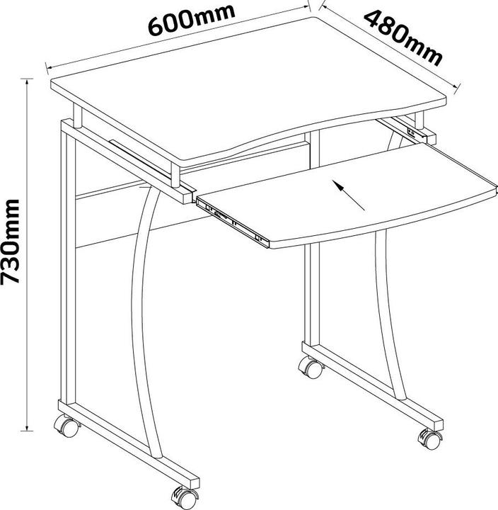 Produktbild Techly Compact Desk with Slide-out Keyb