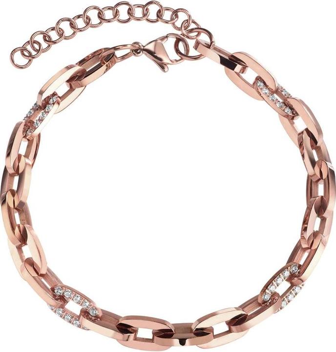 Bijouteria Armband (23 cm, Edelstahl, PVD Beschichtung (goldfarbig), Zirkonia)