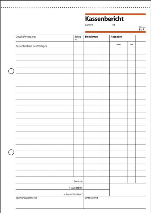Actual product image Sigel Cash Report/Inventory Statement Form Book KA518 (50 x)