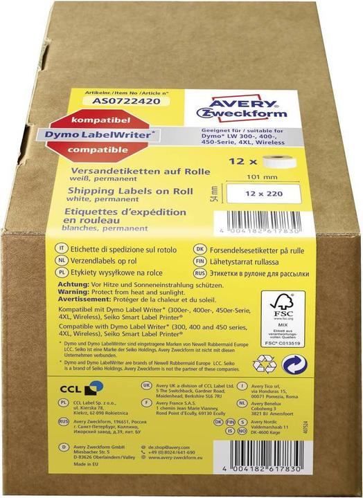 Immagine prodotto Avery Etichette indirizzo 101 x 54 mm carta 1 pz. permanente