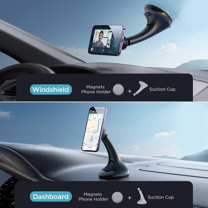 Actual product image Joyroom car magnetic phone holder for cockpit/dashboard/window black (JR-ZS356)