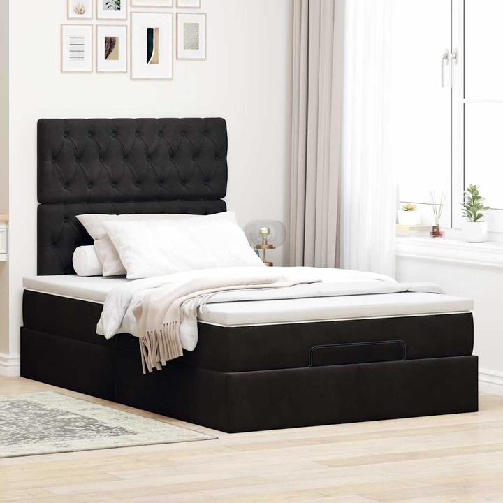 Immagine prodotto VidaXL Letto a ottomana con materassi nero 120x200 cm con struttura in velluto (120 x 200 cm)