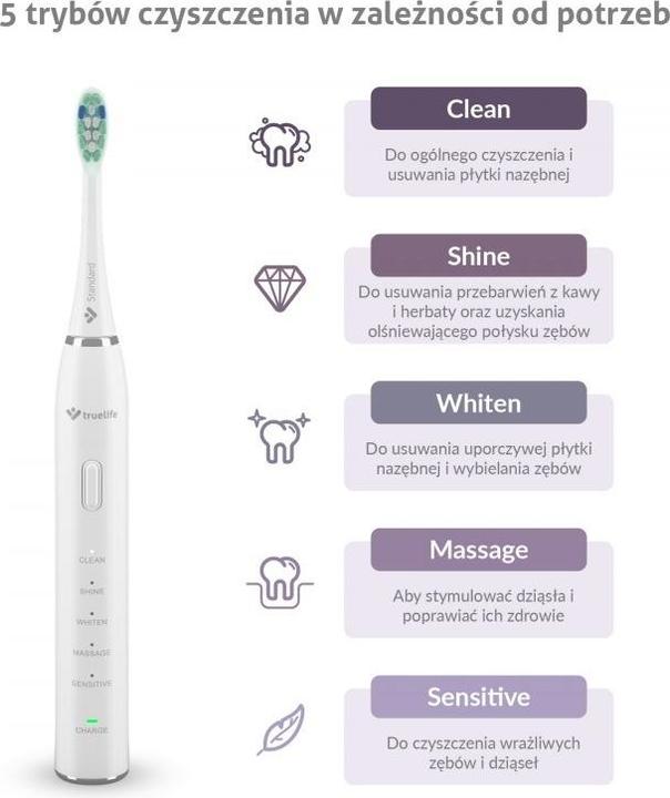 Produktbild Truelife SonicBrush Clean30 White Erwachsener Vibrierende Zahnbürste (Schallzahnbürste)