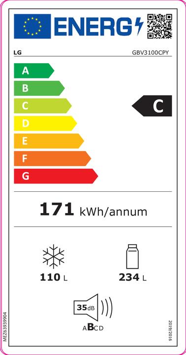 Energie-Label LG GBV3100CPY (344 l)