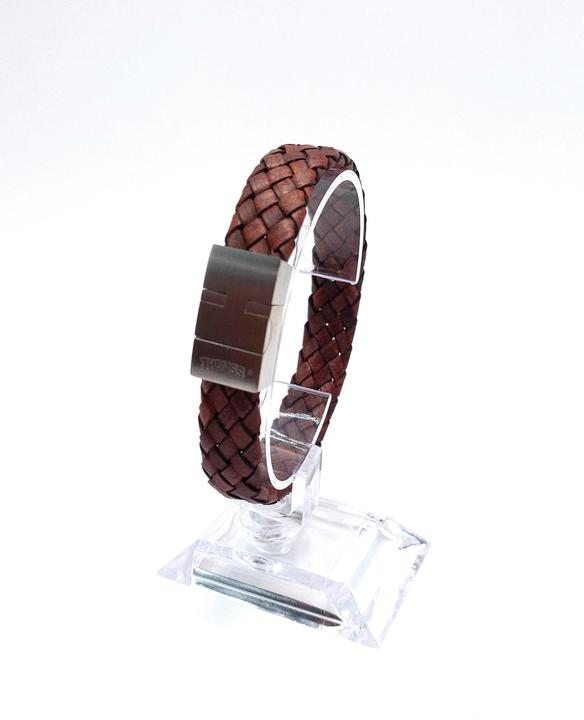 Immagine prodotto Thomss Bracciale in pelle No.14 unisex in pelle marrone e chiusura in acciaio inossidabile circonferenza (20.50 cm, Acciaio inossidabile, 100% pelle)