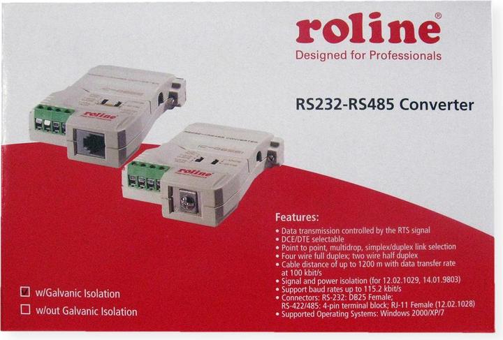 Image du produit Roline Convertisseur RS232-RS485, avec isolation galvanique. séparation